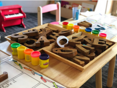 Kids blocks and play-doh