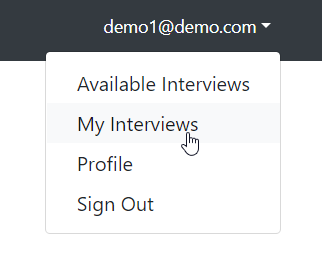 My interviews menu