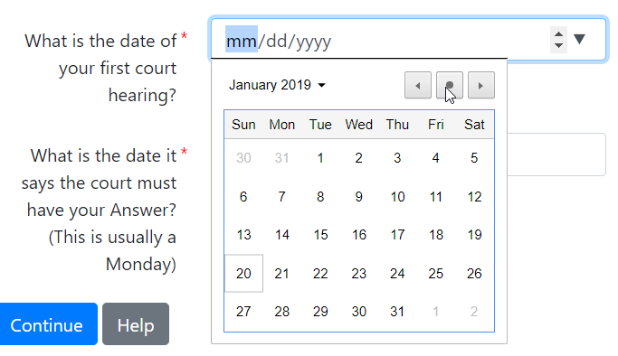 Calendar drop-down menu on MADE website