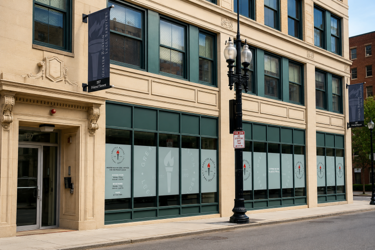 Exterior of the Greater Boston Legal Services office at 197 Friend Street in Boston.